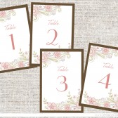 Pink and Brown Floral Table Number