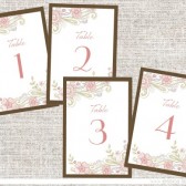 Pink and Brown Floral Table Number