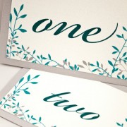 Teal Leaves Table Number