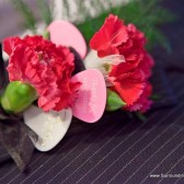 Pink and White Guitar Pick Boutonniere