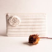 Papyrus Ivory White Bridal Pleated Clutch by Lolos