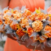 Orange and Grey Paper Flower Bouquet