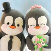 Custom Penguin wedding cake toppers
