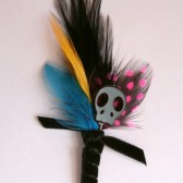 Colorful Dia de Los Muertos Skull Boutonniere