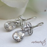 Samantha Silver Pleated Cubic Zirconia Earrings by Mauve Binchely / Vintage Glam / Bridal Jewelry / Weddings / Rhinestone Earrings