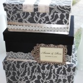 vintage lace wedding card box with rhinestones plum
