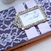 purple lace rhineston guest book