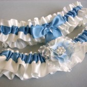 Carolina Blue Satin Garter Set