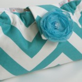 Teal chevron stripe clutfh 