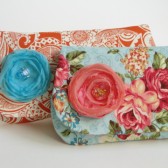 Teal floral clutch 