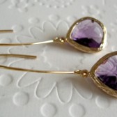 long earrings with amethyst glass