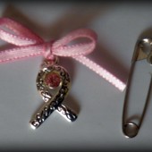 Pink Ribbon Crystal Bouquet Charm
