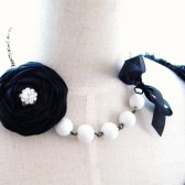 Customazible Silk rose and opaque pearls.