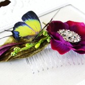 Purple Flower Rhinestone and Butterfly Fascinator