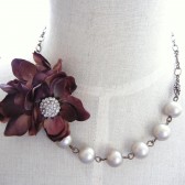 Plum Silk Flower Necklace