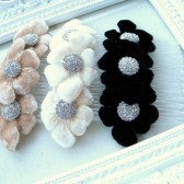 Vintage Velvet and Rhinestone Comb