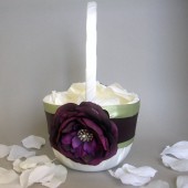 Plum, Sage and Ivory Flower Girl Basket