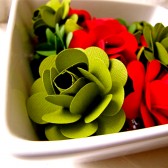 Red, Green and White Paper Rose Bouquet and/or Centerpiece
