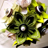 Green Kusudama and Rose Paper Flower Bouquet