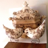 Pr. Brown Toile Love Birds Cake Toppers & Decorations
