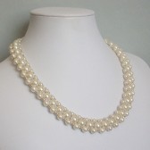 Surround Ivory Glass Pearl Woven Collar Necklace
