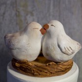 white antique love bird cake topper