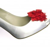 Red polka dot chiffon shoe clips