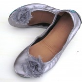 gray chiffon  flower shoe clips