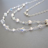 pearl crystal double strand necklace