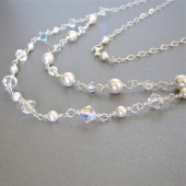 pearl crystal double strand necklace