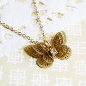 Butterfly Charm Necklace -16k Gold Plated Chain