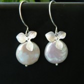 Orchid Coin Pearl Earrings