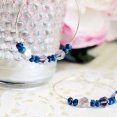 Cobalt Blue Beaded Gold Hoop Earrings 