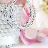 Iridescent Beaded Hoop Earrings -16K Gold Plated