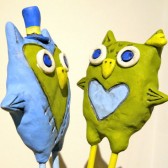 Turquoise and Lime Love Owls