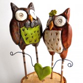 Woodland Owls in Coffee and Lime