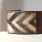 Men's Etched Brass Chevron Cuff on Leather