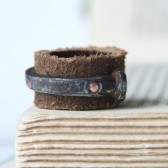 Mens Leather And Antique Barn Nail Ring