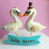Swans in Love Wedding Cake Topper