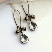 A Clear Vintage Glass Pear shaped Earrings.