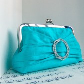 Turquoise blue rhinestone clutch