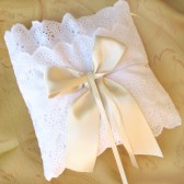 Ring bearer pillow - white and ivory - romantic lace elegant