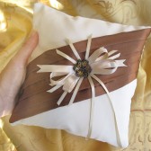 Ring bearer pillow - brown ivory white elegant
