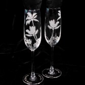 Tropical Beach Wedding Champagne Flutes, Fine Crystal