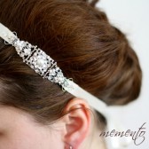 Cara Swarovski Rhinestones and Pearls Ribbon Headband by Mauve Binchely / Bridal Hair Accessories / Weddings / Vintage look / Bridesmaid