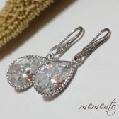 Anabela Silver Pleated Cubic Zirconia Earrings by Mauve Binchely / Rhinestone Earrings / Vintage Glam / Bridal Jewelry / Weddings