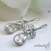 Samantha Silver Pleated Cubic Zirconia Earrings by Mauve Binchely / Rhinestone Earrings / Vintage Glam / Bridal Jewelry / Weddings