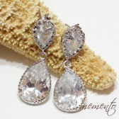 Diane Silver Pleated Cubic Zirconia Earrings by Mauve Binchely / Vintage Glam / Bridal Jewelry / Weddings / Rhinestone Earrings