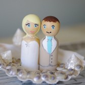 Beach Wedding Cake Topper with Seashells and Custom Dolls