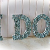Beach Wedding Seashell Decor - I Do - Limpet Shells Spell I Do - Aqua